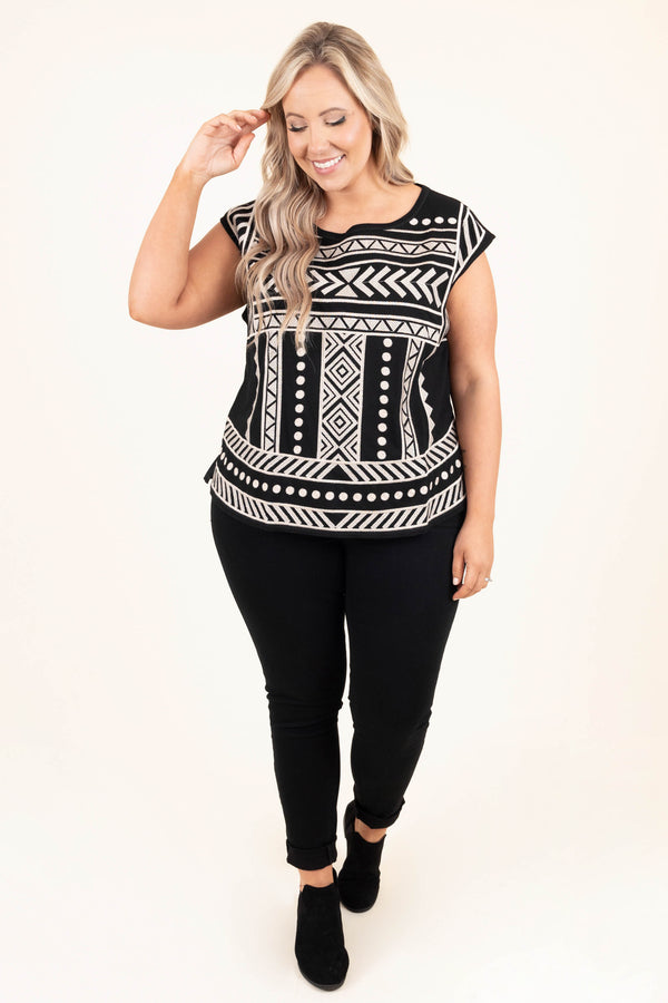 Chic Soul plus size clothing, black taupe short sleeve top