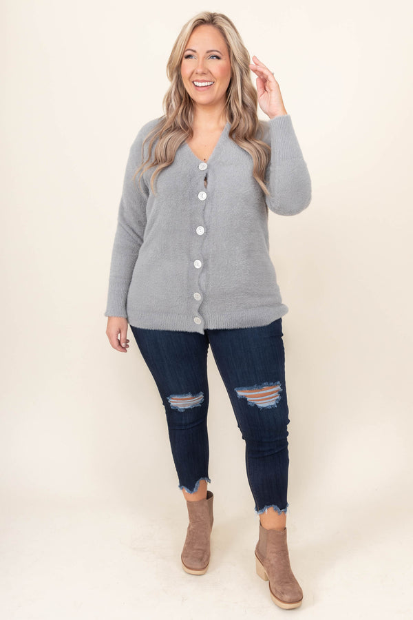Chic Soul plus size clothing, dark wash skinny jeans with distressed detail on knees
