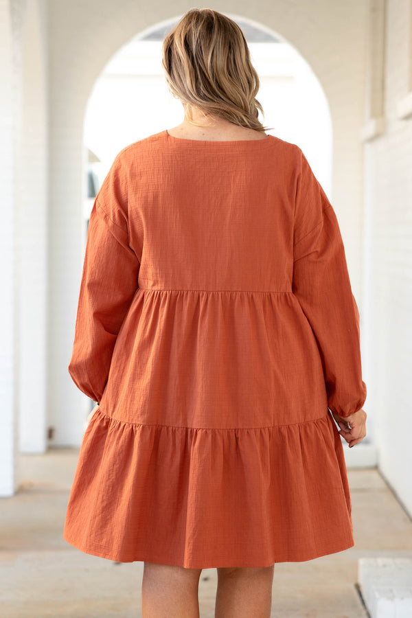 Chic Soul plus size clothing, orange babydoll style dress