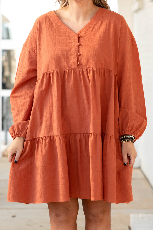 Chic Soul plus size clothing, orange babydoll style dress