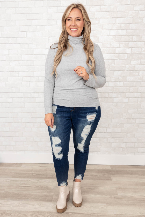Chic Soul plus size clothing, dark wash distressed skinny jeans