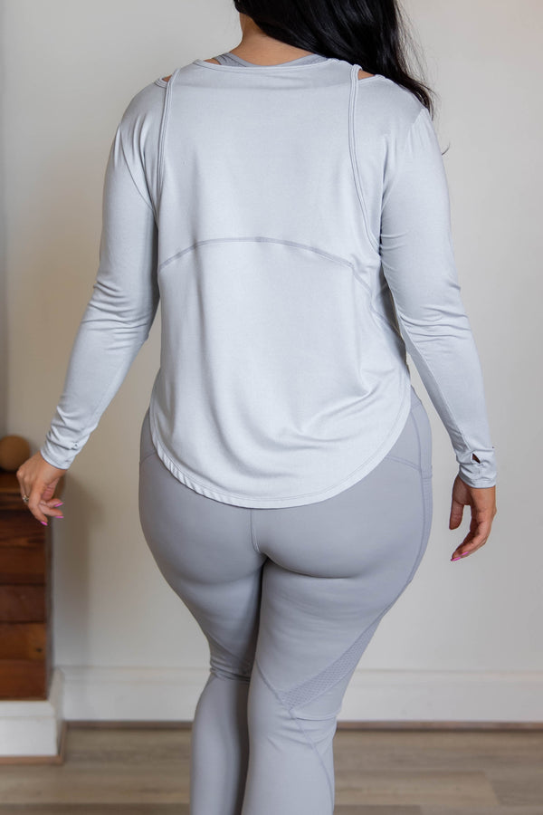 Chic Soul plus size clothing, light gray athletic top