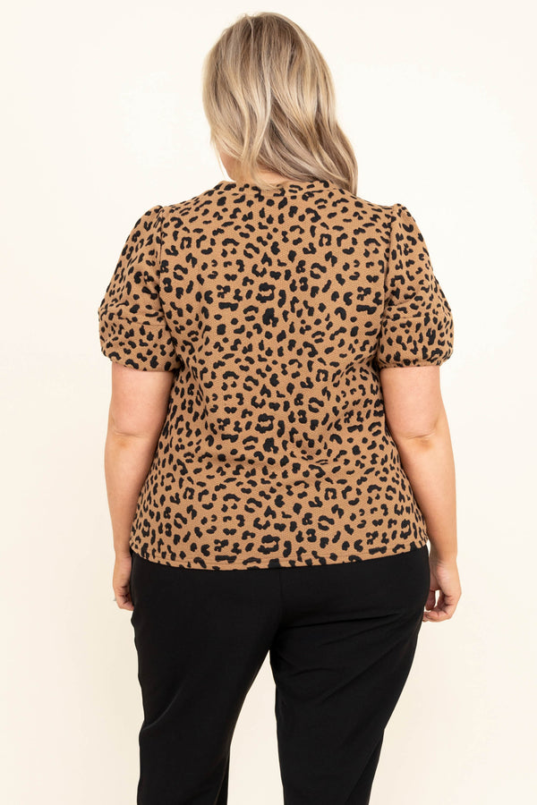 Chic Soul plus size clothing, mocha leopard print top
