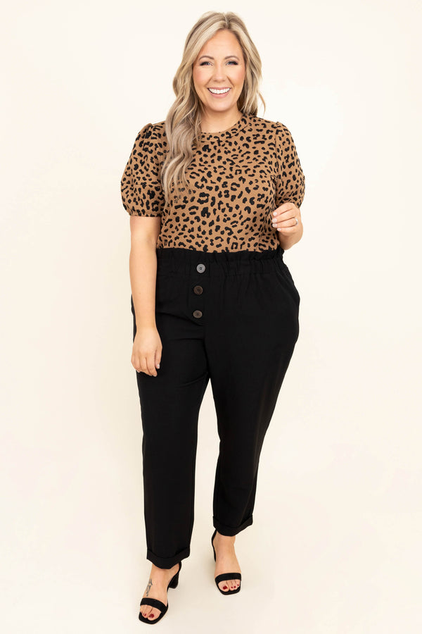 Chic Soul plus size clothing, mocha leopard print top