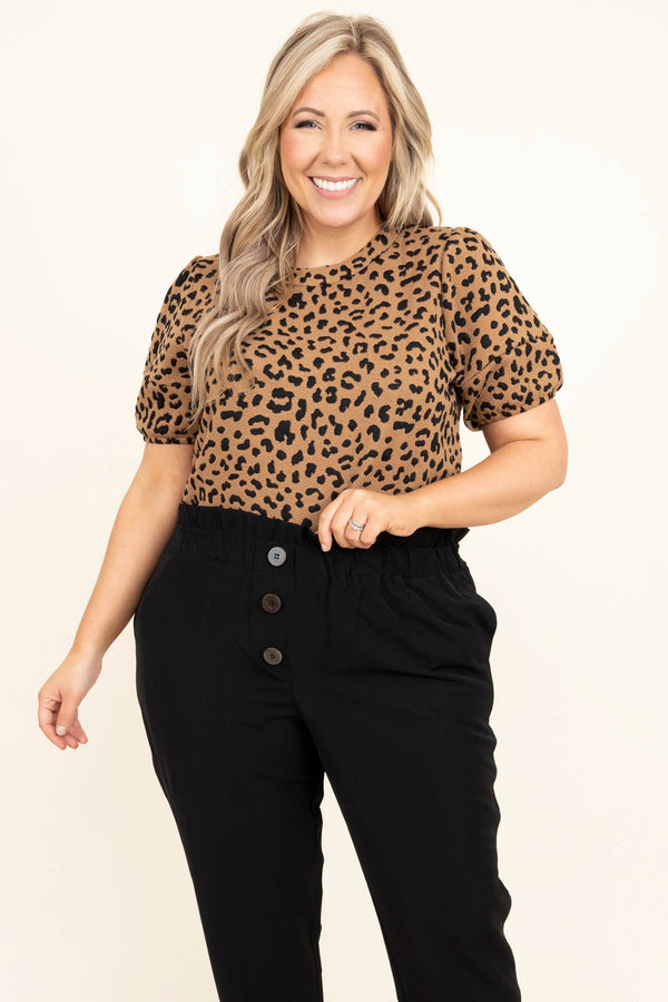 Chic Soul plus size clothing, mocha leopard print top 
