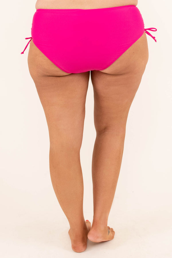 Chic Soul plus size clothing, hot pink swim bottoms with side ties