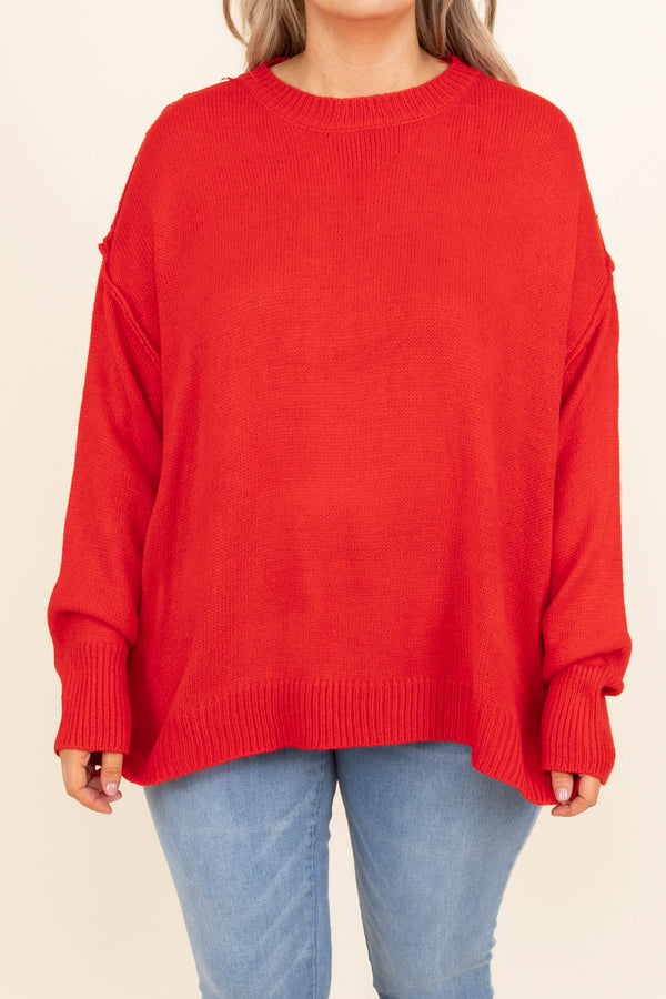 Chic Soul plus size clothing, red knit sweater