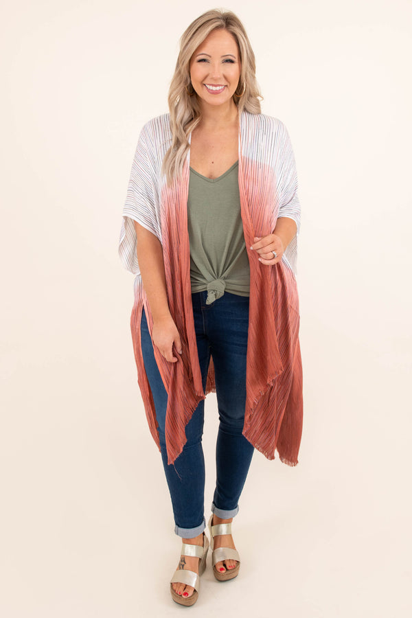 Chic Soul plus size clothing, white and rust cover up