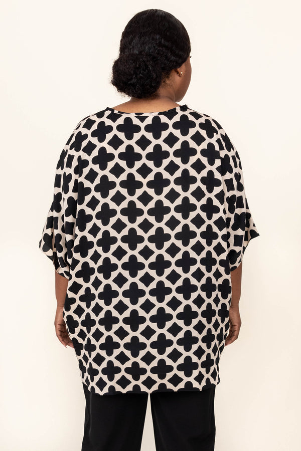 Chic Soul plus size clothing, black and taupe dressy top